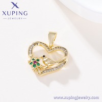 001176102 XUPING Pendentif Cœur Creux Oiseau Floral en Cristal Zircon Coloré Breloque Amour pour Collier Femme