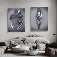 Tableau mural moderne et épuré en métal, motif statue d'amour, impression sur toile, affiche d'art, décoration murale