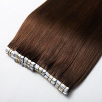 Extensions de cheveux humains à bandes adhésives injectées directement de l'usine, double épaisseur, pointes épaisses, cheveux brésiliens vierges bruts avec cuticules alignées