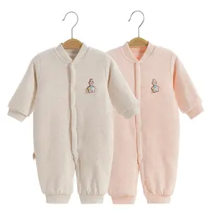 New Design Manufacturer 100% Cotton Autumn Jumpsuit Knitted New Born Baby Suit Long Sleeve Warm Romper For Baby Boys