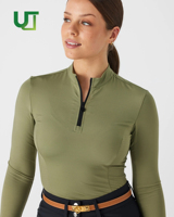 Nouveau haut d'équitation EW à manches courtes, vêtements d'équitation, couche de base technique extensible olive à manches longues
