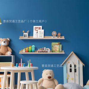 Wooden <b>Wall</b> <b>Mounted</b> Storage Rack Straight <b>Shelf</b> Home Solid Wood Multipurpose Display <b>Shelves</b> - Product Image 4
