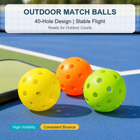 Ballon de pickleball personnalisé avec logo, 40 trous pour l'extérieur, 26 trous pour l'intérieur, ballon d'entraînement de qualité professionnelle, accessoire sportif durable, fabrication OEM
