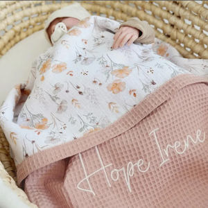 Personalized Toddler Cotton Waffle Muslin <strong>Baby</strong> Blanket Stroller Crib Bed Soft Newborn Receiving Swaddle Blankets to Embroider - Product Image 3