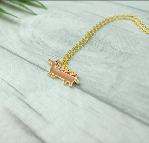Collier de chien saucisse délicate dans un collier Doxie de chien de teckel chaud Weiner en gros de bijoux de haute qualité faits à la main - Product Image 5
