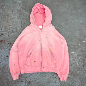 Felpa con Cappuccio Oversize Personalizzata per Uomo, Stile Vintage Sbiadito con Zip, Vestibilità Ampia - Product Image 4