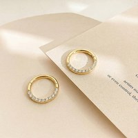 Anting-anting emas murni 18K Clover, bertabur berlian budidaya, ukuran 16G, klip telinga, cincin hidung, perhiasan tindik tubuh mewah