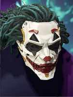 Masque de costume de clown cybernétique LED avec dreadlocks vertes – Accessoire de cosplay premium pour festivals et Halloween