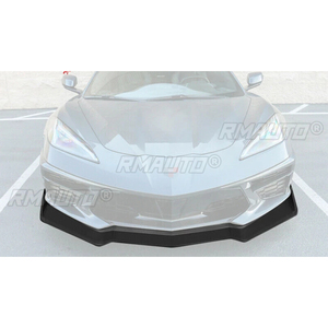 ลิ้นกันชนหน้ารถยนต์สำหรับ Chevy Corvette C8 ปี 2020-2022 ดิฟฟิวเซอร์ สปอยเลอร์ สปลิตเตอร์ ป้องกันรอยขีดข่วน ลายคาร์บอนไฟเบอร์ สีดำด้าน ปี 2021 - Product Image 3