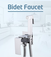 Robinet Mitigeur Bidet Mural Moderne en Acier Inoxydable de Haute Qualité, Chaud et Froid, Chromé, Kit Pulvérisateur Bidet pour Toilettes