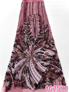 Tissu de dentelle de mariage de luxe français, <span class=keywords><strong>méga</strong></span>-excellent, multicolore, avec sequins, filet, tulle, écologique, pour vêtements, avec motif animal - Product Image 4