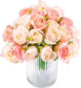 Decoración barata de las flores del partido 12Pcs Set Decoración de las flores artificiales de la boda con una caja blanca