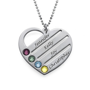 Colgante personalizado de Plata de Ley 925 para mejores amigos, colgante de corazón de amor, collar con nombre personalizado con piedra natal, joyería chapada en rodio - Product Image 3
