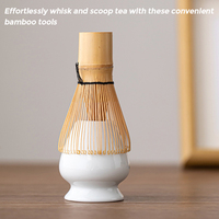 Ensemble de fouet à Matcha de cérémonie en bambou Ensemble de Matcha Ensemble de Matcha unique personnalisé avec bol en verre noir blanc rose sans bec