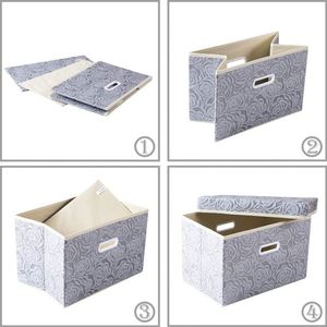 Collapsible Storage Boxes with Lids Fabric Decorative Storage <b>Bins</b> Cubes Organizer Containers Baskets with Cover Handles - Product Image 6