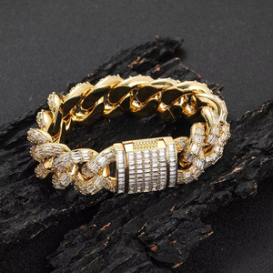 Accesorios de Hip Hop, Brazalete de 21 mm, Cadena Cubana de Tres Filas con Circonitas, Brazalete Grueso para Hombre, Tanjing - Product Image 1