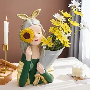 Buket gadis perabotan ornamen dekorasi kerajinan resin bunga penanam taman dekoratif resin pot bunga epoksi resin dekorasi rumah