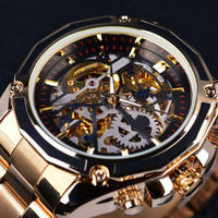 Mode hommes montre automatique reloj automico tourbillon squelette montres mécaniques pour hommes