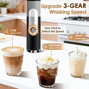 เครื่องตีฟองนมแบบมือถือ ชาร์จผ่าน USB พร้อมที่ตีไฟฟ้า ปั่นกาแฟ ด้ามจับคู่ สำหรับทำคาปูชิโน - Product Image 3