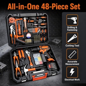 Ensemble de perceuse sans fil 21V, 48 pièces, kit d'outils électriques pour la maison, avec perceuse électrique et boîte à outils manuels pour la réparation et l'entretien domestique - Product Image 4