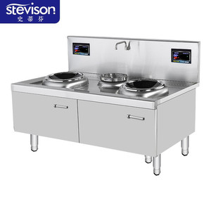 Brûleur à induction double zone Stevison 15 kW, plaque de cuisson commerciale pour wok, acier inoxydable 304, électrique - Product Image 2