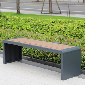 Panca Moderna <span class=keywords><strong>da</strong></span> Esterno con Struttura KD, Sedia Lunga in WPC per Parco, Panca <span class=keywords><strong>da</strong></span> <span class=keywords><strong>Giardino</strong></span> in Acciaio Zincato 1.5m 1.8m, Seduta Pubblica Stradale - Product Image 6