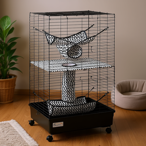 Jaula para hurones negra de 42 "con ruedas y frenos incluyendo hamacas-Jaula para mascotas - Product Image 2