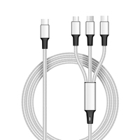 Kabel Charger 3-in-1 Nylon Braided 3A CE RoHS, Micro-USB 8Pin C, Pengisian Cepat, Berbagai Ukuran untuk Pengisian Cepat yang Praktis