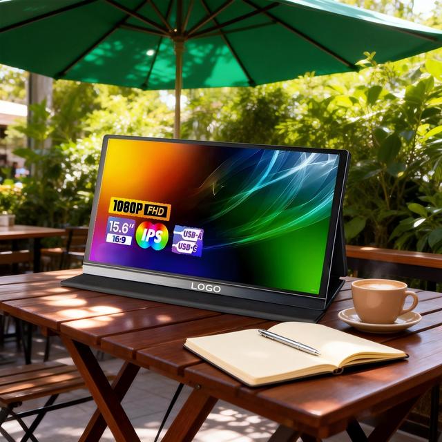 Portable Monitor 15.6 Inch FHD 1080P USB C Gaming Ultra-Slim IPS Touch Screen Display W/Smart Cover & Speakers,HDR Plug&Play
