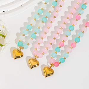 Collana Artigianale in Acciaio Inossidabile con Ciondolo a Cuore Estivo da Spiaggia e Perline in Cristallo di Vetro, Gioielli alla Moda da <span class=keywords><strong>Donna</strong></span> - Product Image 6