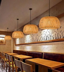 Lustre tressé en rotin, éclairage en tissu et rotin, lustre rideau en bambou, éclairage artisanal pour la maison - Product Image 5
