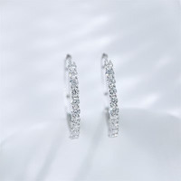 Orecchini Pendenti da Donna in Oro Bianco 18K con Diamanti Coltivati in Laboratorio, Orecchini a Polsino alla Moda, Orecchini Pendenti con Moissanite