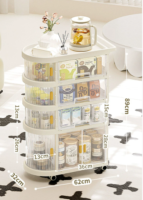 [Blanc + Transparent] 1 porte + 3 couches de tiroirs