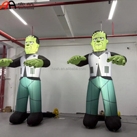 Squelette gonflable géant demi-corps avec lumière LED, squelette crâne rampant sur le sol pour décoration extérieure de jardin d'Halloween
