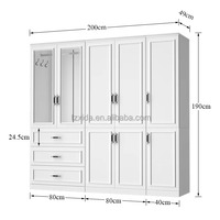 Meubles de chambre à coucher modernes de Style nordique Durable 8 portes 3 tiroirs armoire grand placard pour hôtel chambre salle de sport appartement utilisation