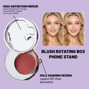 Fard à joues multi-usage rotatif en gros, 7 couleurs, fini mat, avec miroir et support magnétique pour téléphone, blush crémeux pour marque privée - Product Image 4