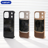 VAWI V-A03 Étui de téléphone de luxe original en fibre de carbone avec broderie satinée et métal pour iPhone 13~17 Pro Max