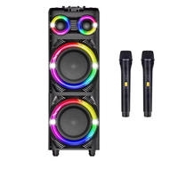 Altavoz Profesional Inalámbrico de 12 Pulgadas con Doble Supergraves, Bluetooth 5.0, Manos Libres, para DJ, Karaoke, con Luces RGB, para Exteriores, 150W