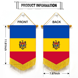 Drapeaux miniatures de voiture en gros, drapeaux de la Moldavie, décorations murales, petits ornements suspendus, impression numérique, matériau satiné - Product Image 4
