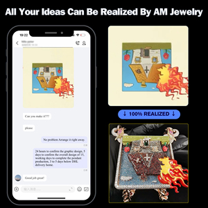 Ciondolo Personalizzato Hip Hop con Qualsiasi Logo, <span class=keywords><strong>Immagine</strong></span> o Design, Gioiello in Moissanite con Design Digitale 3D CAD Premium Fatto a Mano - Product Image 5