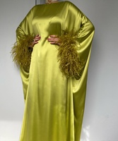 Abaya de luxe pour femmes d'Arabie Saoudite, robe de soirée élégante à manches longues avec châle en plumes, taille unique, robe de bal numérique de Dubaï longue jusqu'au sol