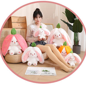 Boneka Kelinci Paskah ROXGOCT, Boneka Buah Kecil yang Dapat Berubah Bentuk, Boneka Kelinci Stroberi & Wortel yang Laris Manis, Isi Kapas PP - Product Image 6