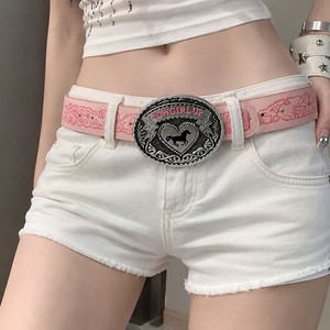 Cintura da Cowboy Americana Chic Rosa Personalizzata, Stile Western Retrò con Incisione Laser e Motivo Cavallo in Rilievo - Product Image 4