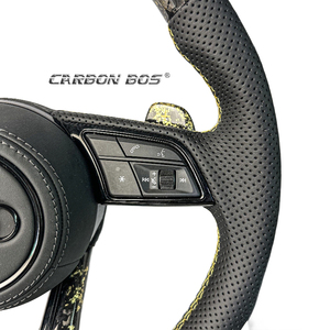 Volant sport en fibre de carbone forgé or pour <span class=keywords><strong>Audi</strong></span> B8 R8 TT RS3 RS4 <span class=keywords><strong>RS6</strong></span> B8 Q5 Q6 S5 S7 A3 A4 A5 A6 A7 Motorveer - Product Image 2
