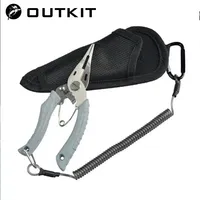 1 OUTKIT Pince de pêche multifonctionnelle Coupe-ligne Crochet Remover Ciseaux en acier inoxydable Pince de pêche Accessoires Corde à ressort