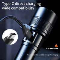 Lampe torche zoomable SUPERFIRE F1-C 400LM en alliage d'aluminium avec batterie rechargeable USB 18650, étanche, EDC, pour extérieur