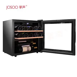 Josoo Petites caves à vin en verre de 40L Refroidisseur à vin Cave à vin à miroir Étagères en bois