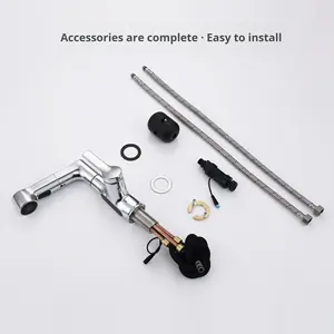 Grifo de Lavabo de Baño con Pantalla Digital Inteligente, Diseño Moderno y Sencillo, Válvula de Cerámica, Montaje <span class=keywords><strong>en</strong></span> Encimera, Agua Fría y Caliente, Venta al por Mayor - Product Image 4