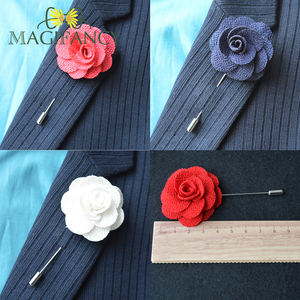 Renkli 4cm gül çiçek broş kırmızı pembe kumaş kadın erkek ceket pimleri damat düğün parti kravat iğnesi basit takım elbise aksesuarı hediye - Product Image 3