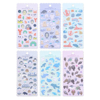 Feuilles d'autocollants Kawaii 3D de créatures marines, autocollants pastel de petits animaux marins pour enfants, scrapbooking et usage éducatif